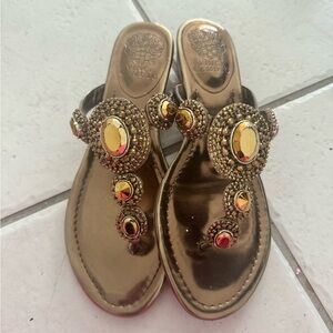 Vince Camuto Metallic Gold Embellished Sandals